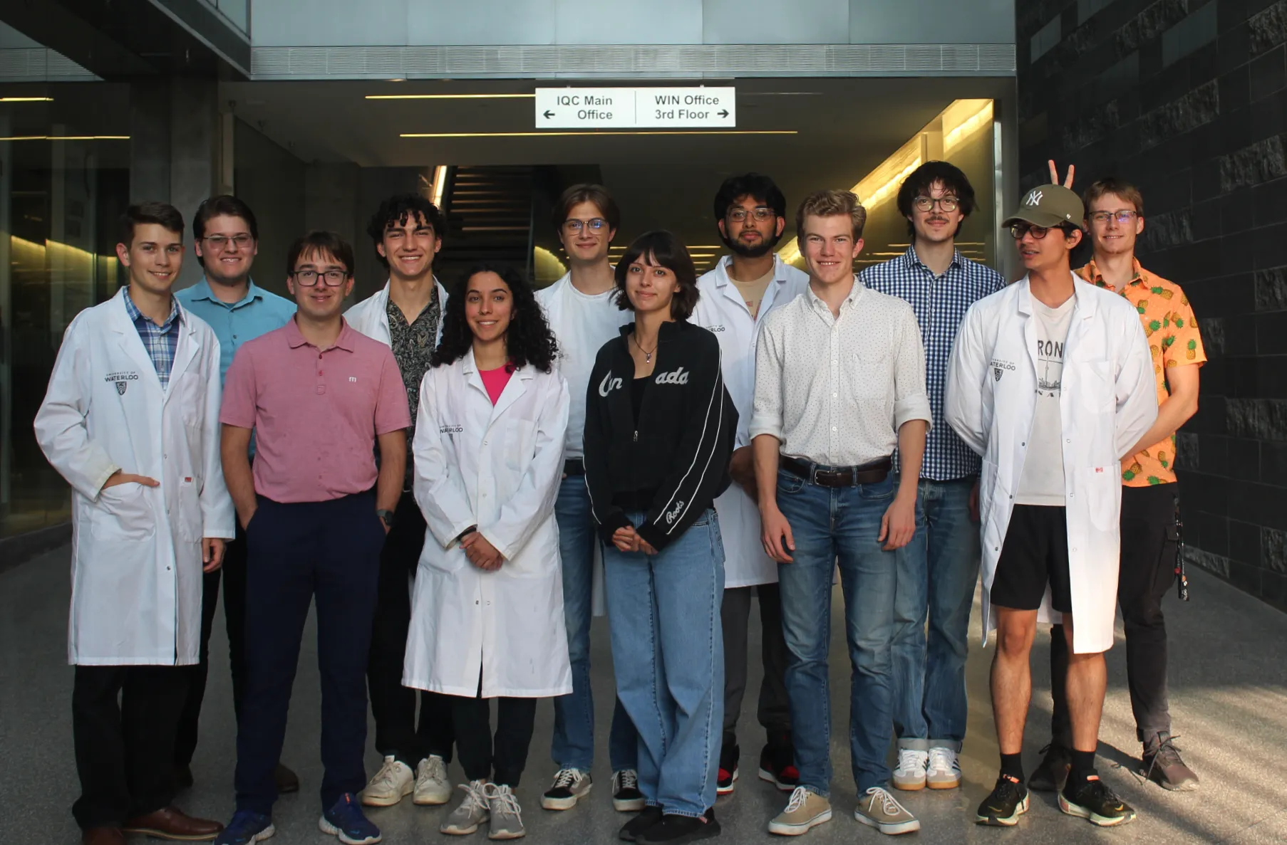 Formula Nano Team Members on a sunny day standing in front of University of Waterloo Quantum Nano Center