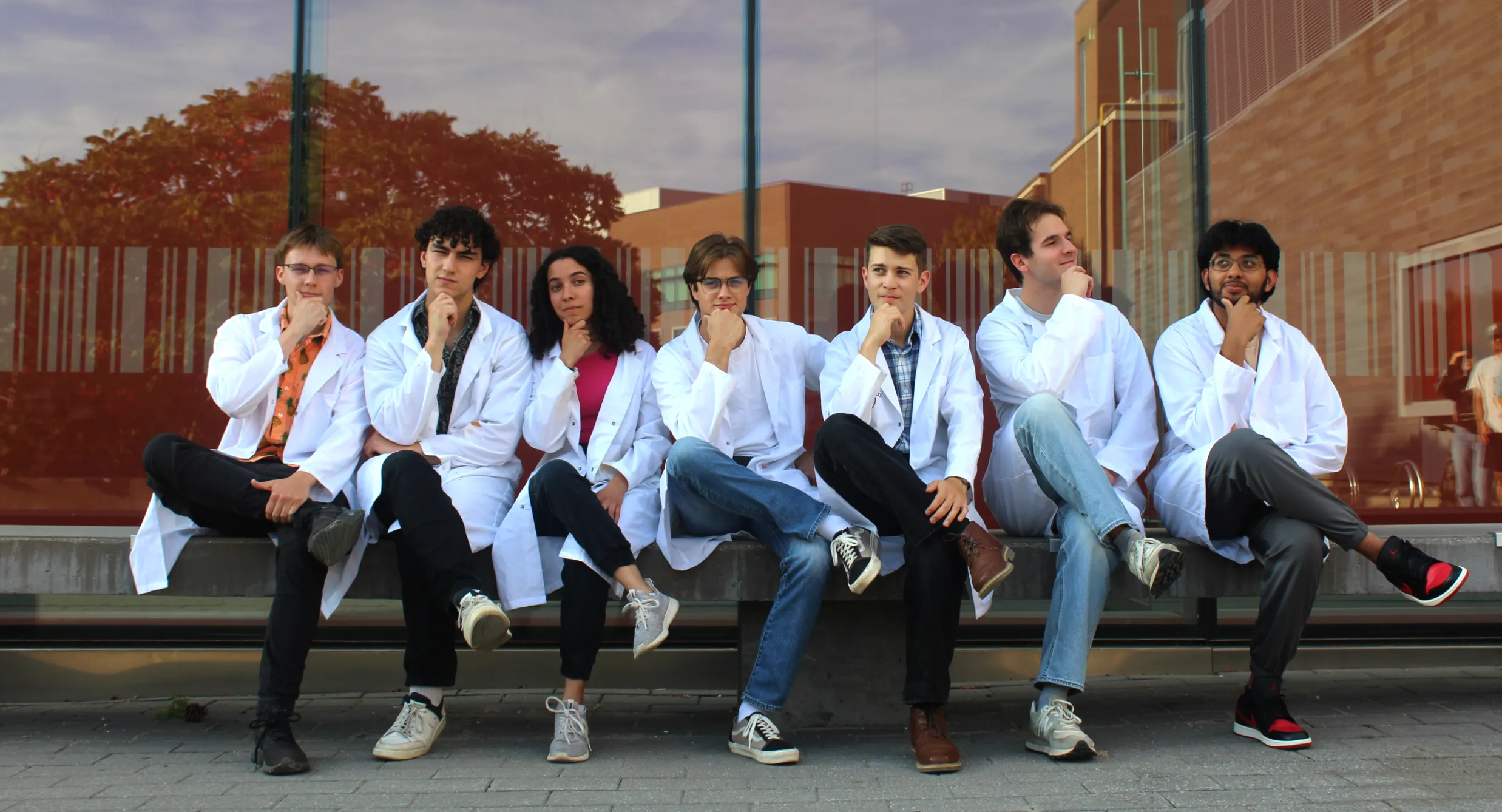 Formula Nano Team Members on a sunny day standing in front of University of Waterloo Quantum Nano Center